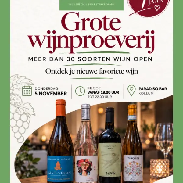 Grote wijnproeverij 5 november